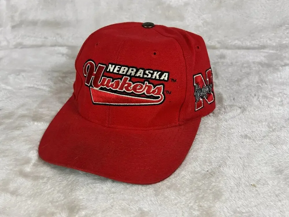 Vintage 1990's Nebraska Cornhuskers Hat Cap Strap back OSFM The Game Red White